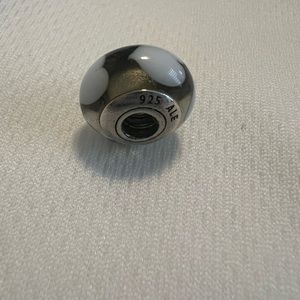 Authentic Retired PANDORA White Love
Hearts w/ Gray Murano Glass Bead.